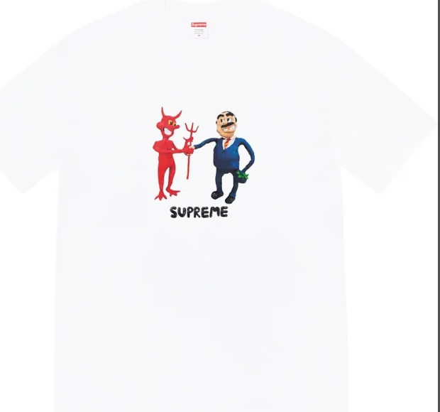 Devil Trading Printed Black Contract S T-shirt White Tee XL M 23SS L and Business 0914